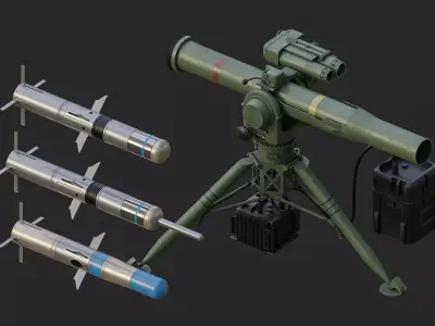 BGM 71 Tow launcher Low-poly 3D model