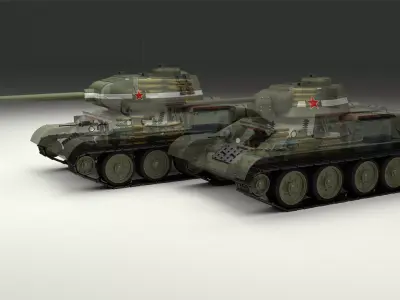 T-34-76 85 w Engine Bay and Interior 3D model