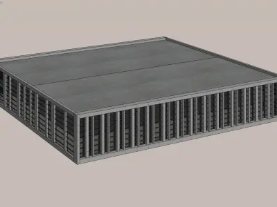 Modern flat-roof office building model 3D model
