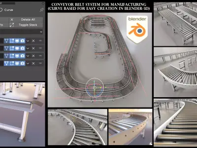 Conveyor belt system for Manufacturing 3D model