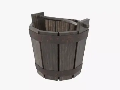 Medieval Wooden Bucket Free low-poly 3D model