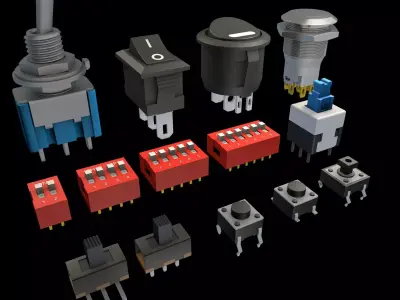 electric switches and buttons 3D model