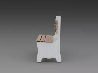 Rustic Concrete Bench 3D model
