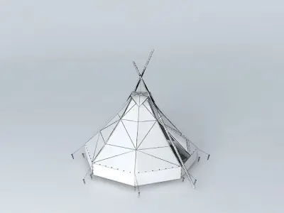 Kohte tent with external masts and 45cm side rim Free 3D model