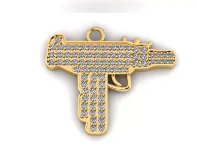 MINI UZI PENDANT with stones 3D print model