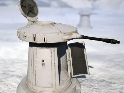 TurretGun Low-poly 3D model