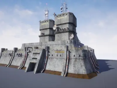 Fortress Modular Game Environment Low-poly 3D model