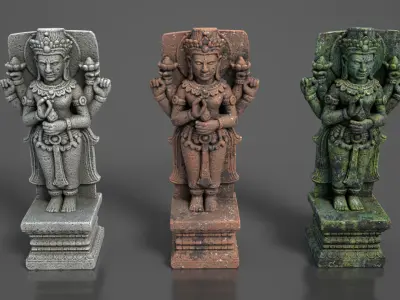 Ancient Khmer Statue20-250523 Low-poly 3D model