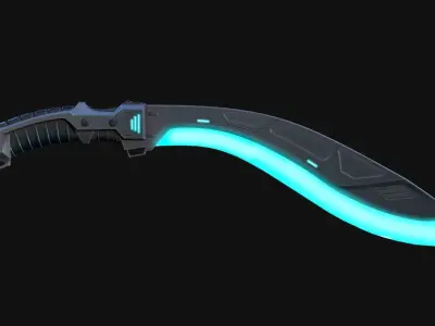Cyberpunk Kukri Knife Low-poly 3D model