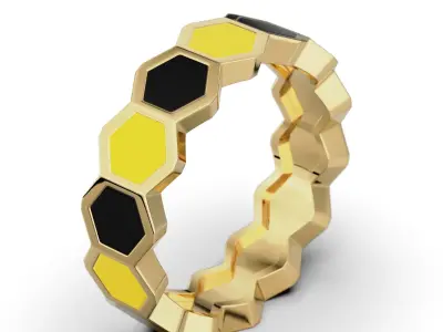 enamel honeycomb ring 3D print model