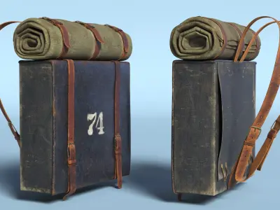 Used US Civil War Backpack with Blanket 3D model
