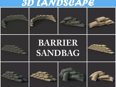 Low poly Sandbag Pack 200203 Free low-poly 3D model