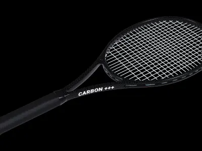 Tennis racket carbon fiber black 3D model