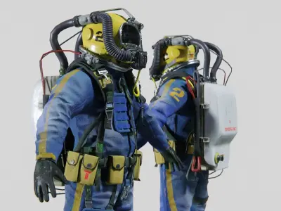 Modern Deep Sea Diving Suit Low-poly 3D model