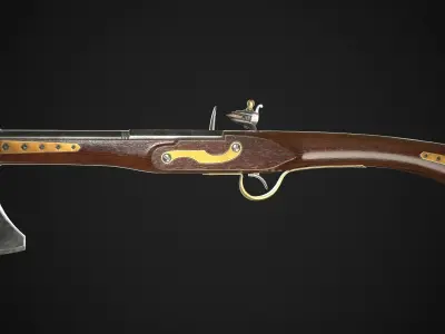Flintlock Axegun 01 Classic Low-poly 3D model