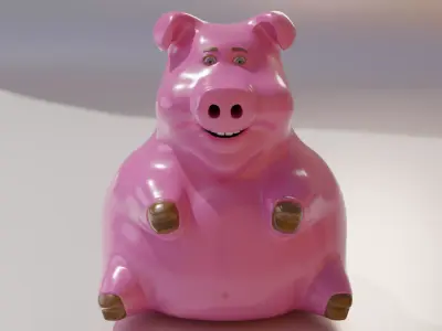 Pig ceramics  Low-poly 3D model