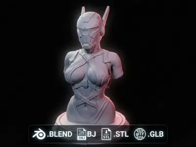 Sci-Fi Female Cyber Armor Bust 3D Print Model 3D print model