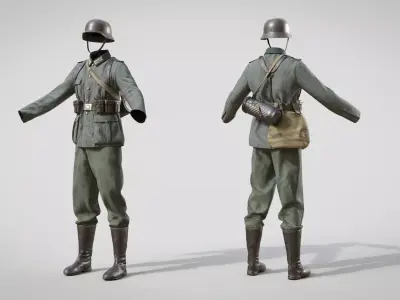 German WWII Infantry Soldier 3D model