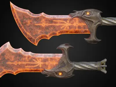 Chaos blades God of war ragnarok Low-poly 3D model