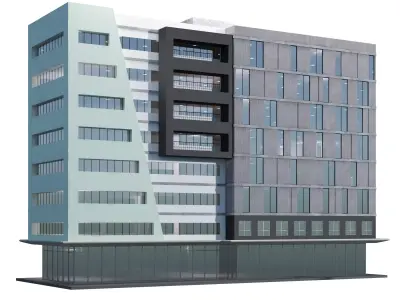 modern apartment building 02 3D model