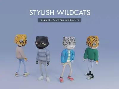Low Poly Stylish Animal - Wildcat Pack Free low-poly 3D model
