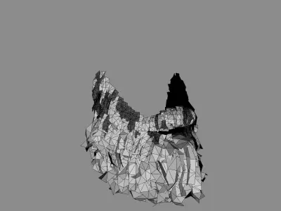 Knight beard low poly hair cards Low-poly 3D model