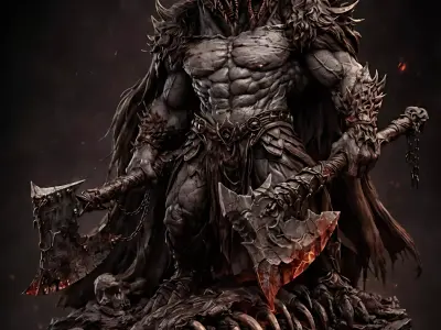 Warrior Rived Gorelord Master STL 75mm Dark Fantasy Miniature 3D print model
