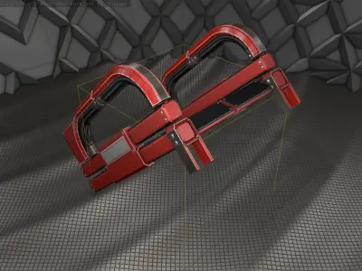 Sci-Fi Stairs - 2 - Red Version Low-poly 3D model