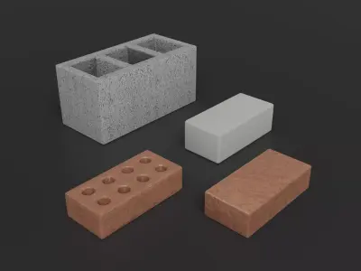 Brick modular kit Lowpoly pack of bricks blocks low-poly Free low-poly 3D model