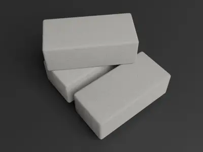 White brick Lowpoly pack of bricks blocks low-poly Free low-poly 3D model