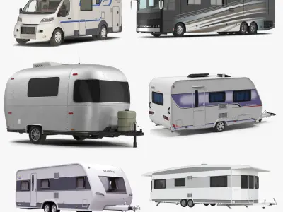 Motorhomes and Caravans Collection 3D model