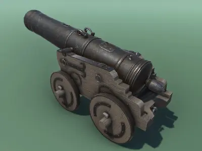 Medieval Battle Cannon Low-poly 3D model