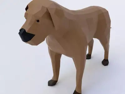 English mastiff Dog low poly 3d model  Low-poly 3D model