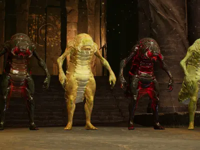 Larva Mutant Low-Poly game-ready animated 3D model Low-poly 3D model