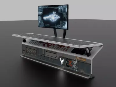 Sci-Fi Robotic Workstation Console V2 - Low Poly Game Ready Low-poly 3D model