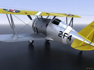 F2F-1 USS Lexington CV-2 1937 Low-poly 3D model