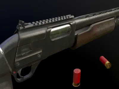shotgun M 133 Low-poly 3D model Low-poly 3D model
