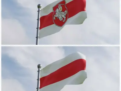 Animated Belarus Pagonya Flags 3D model