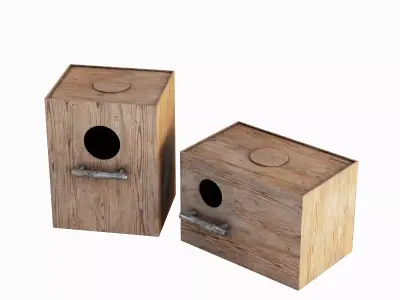 Wooden Birdhouse E 03 Low-poly 3D model