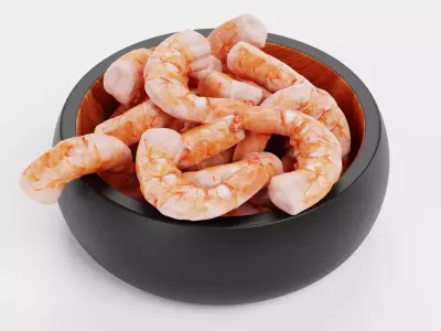 Shrimps in Bowl - Realistic Seafood Serving Scene 3D model
