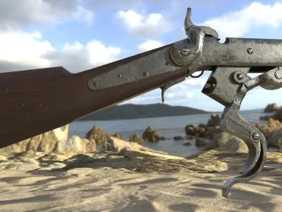 Burnside Carbine 1865 Low-poly 3D model