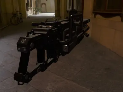 Scifi Plasma Rail Gun Low-poly 3D model