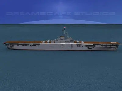 Essex Class Aircraft Carrier CV-18 USS Wasp 3D model