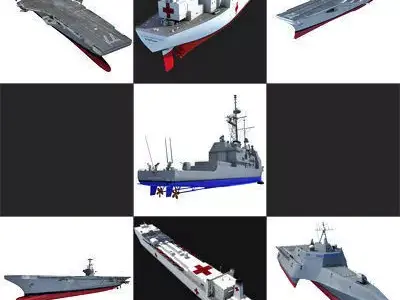 Set of 7 US Navy Ships 3D model