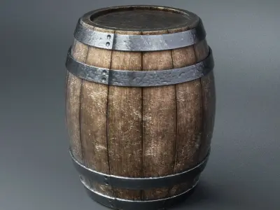 Wooden barrel Low-poly 3D model purchase