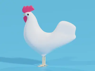 Cartoon White Rooster 3D model