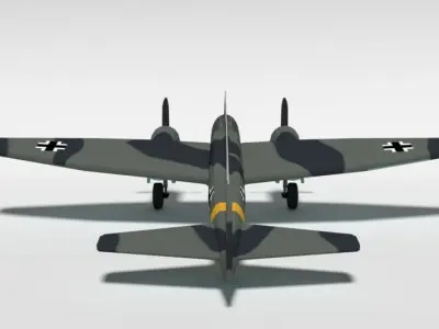 Low Poly Cartoon Junkers Ju 88 WWII Airplane Low-poly 3D model