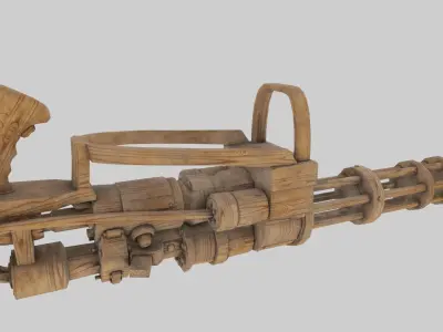 Wooden Minigun Low-poly 3D model