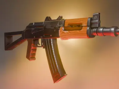 AK74U Game asset low polygon Low-poly 3D model