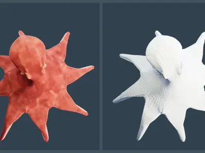 Animated Giant Pacific Octopus Low-poly 3D model